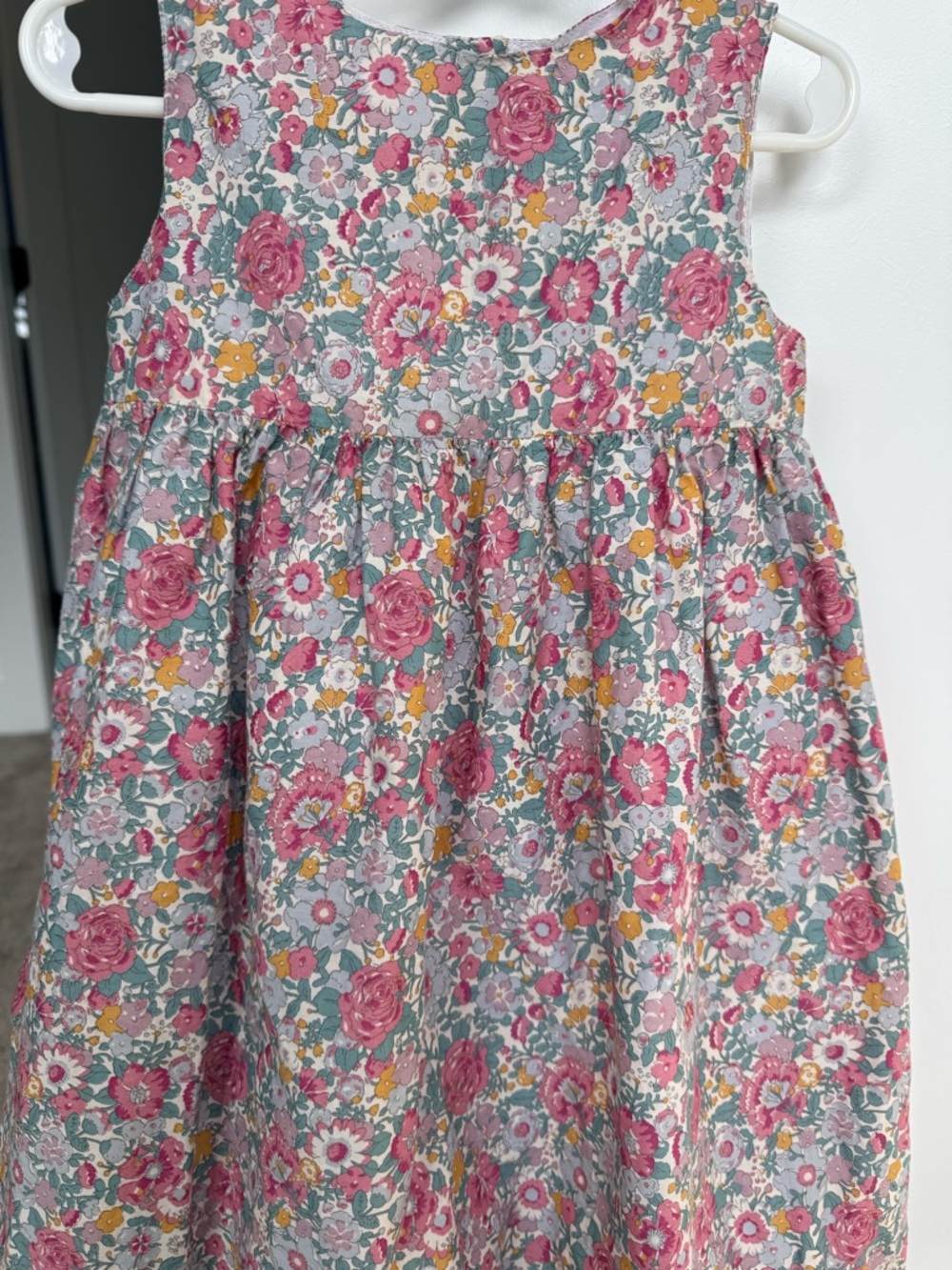 Girls Pink Floral Sleeveless Cotton Dress